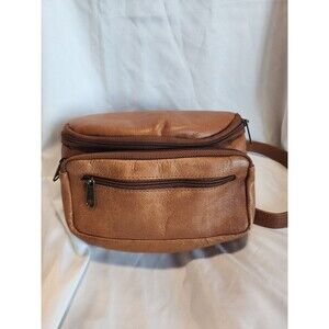 Vintage Distressed Tan Leather Fanny Pack Waist Belt Bag Adjustable Cambodia